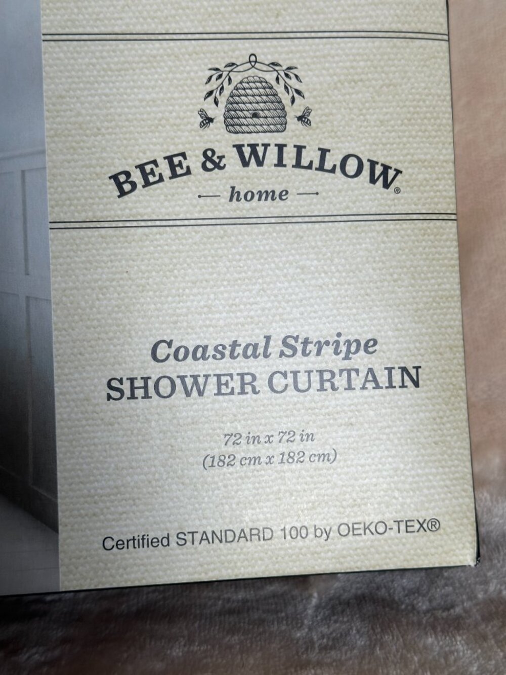 Bee & Willow Coastal Stripe Shower Curtain 100% Cotton 72"x72" Machine Washable - Picture 4 of 13
